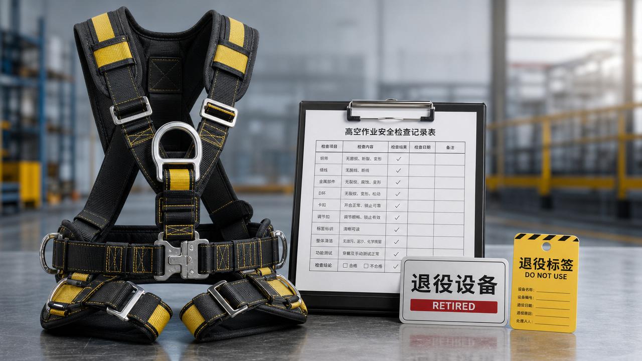 When should fall protection harnesses be replaced on site?