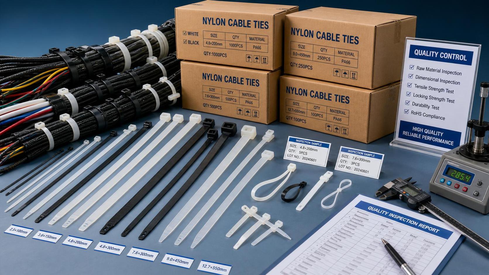 Nylon Cable Ties Bulk Buying Guide: Sizes, Tensile Strength, and Cost Factors