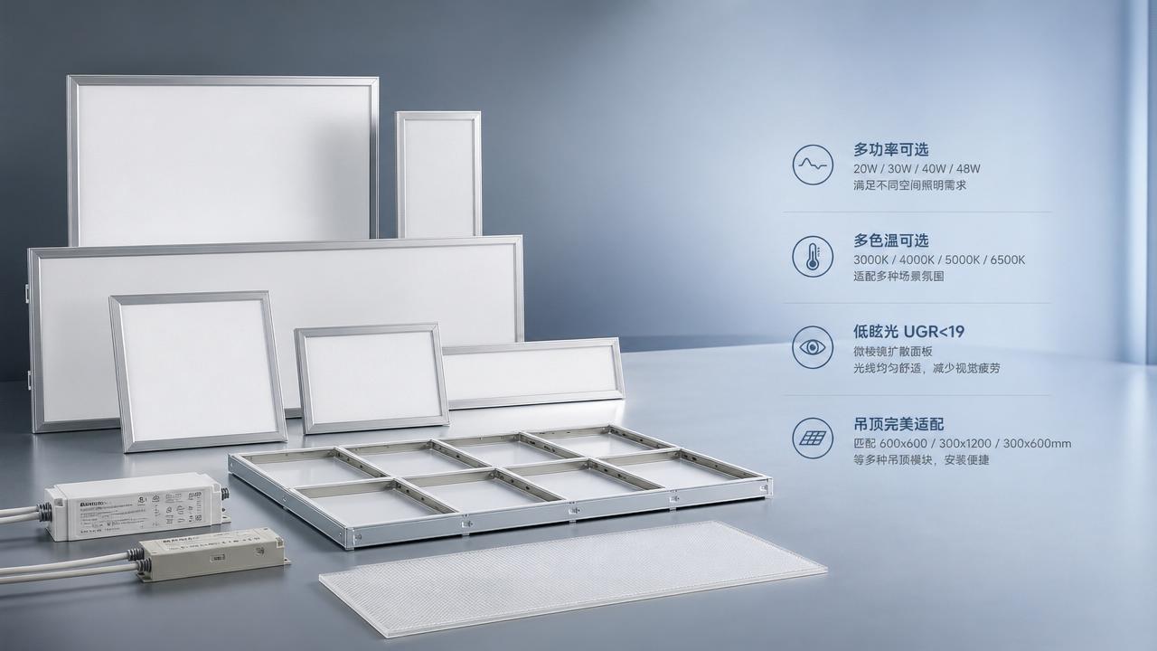 LED Panel Lights Selection Guide: Wattage, Color Temperature, UGR, and Ceiling Fit