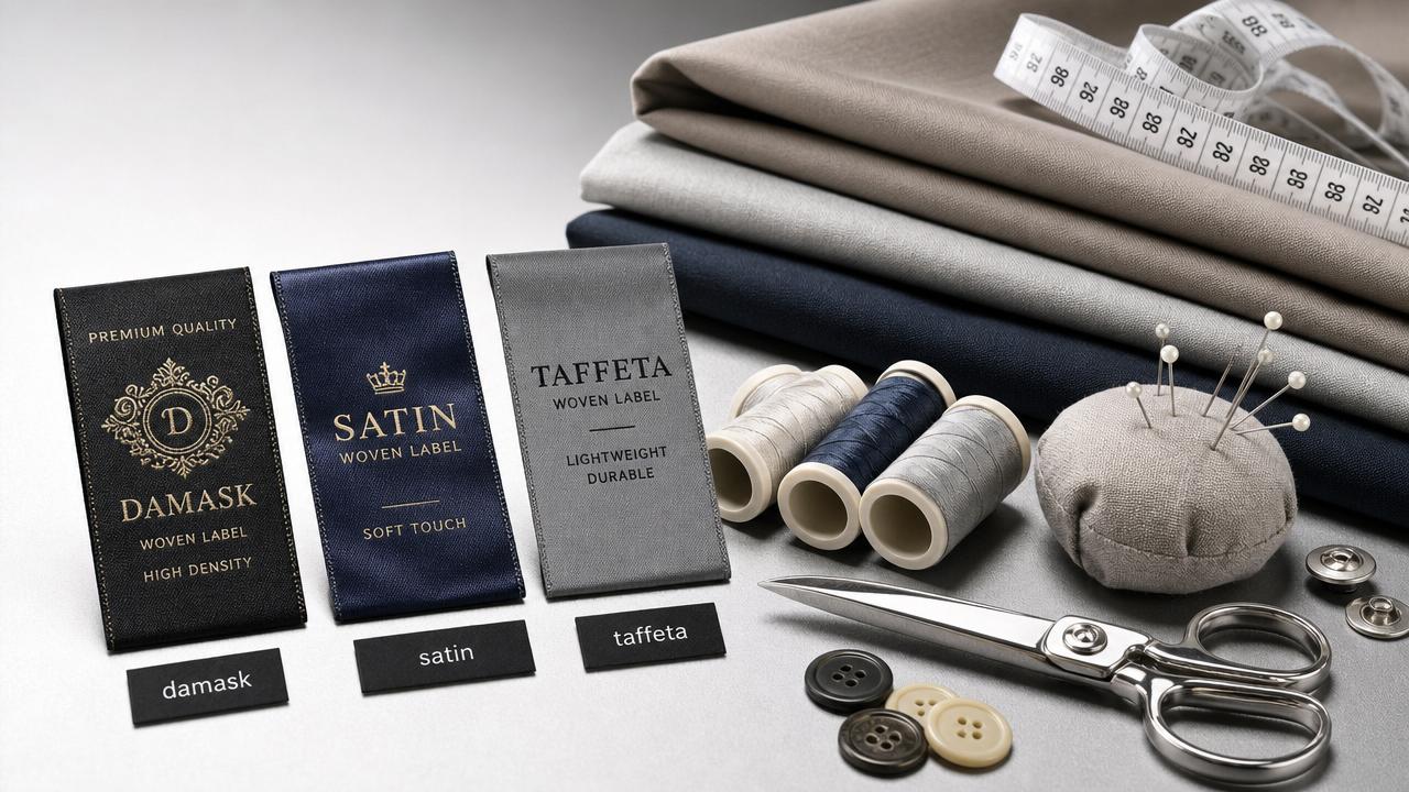 Custom Woven Labels Explained: Damask vs Satin vs Taffeta for Apparel Branding