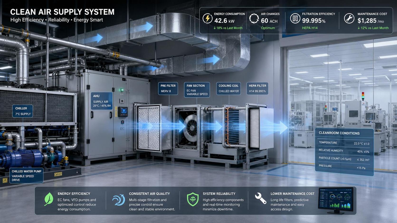 FAB HVAC Operating Cost Breakdown: Energy, Air Changes, Filters, and Maintenance