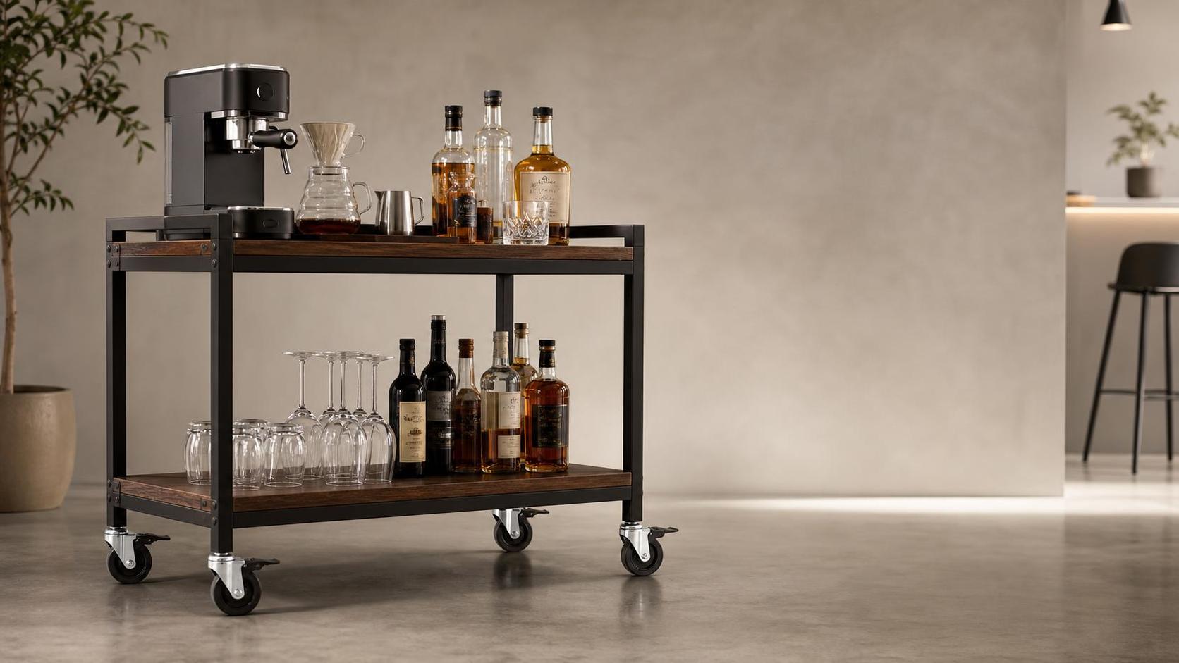 How to Choose an Industrial Style Bar Cart with Wheels for Small Commercial Spaces
