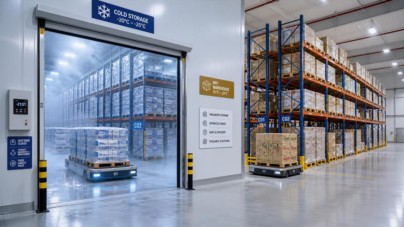 How to Choose Food Warehousing Systems for Cold Chain and Dry Storage?