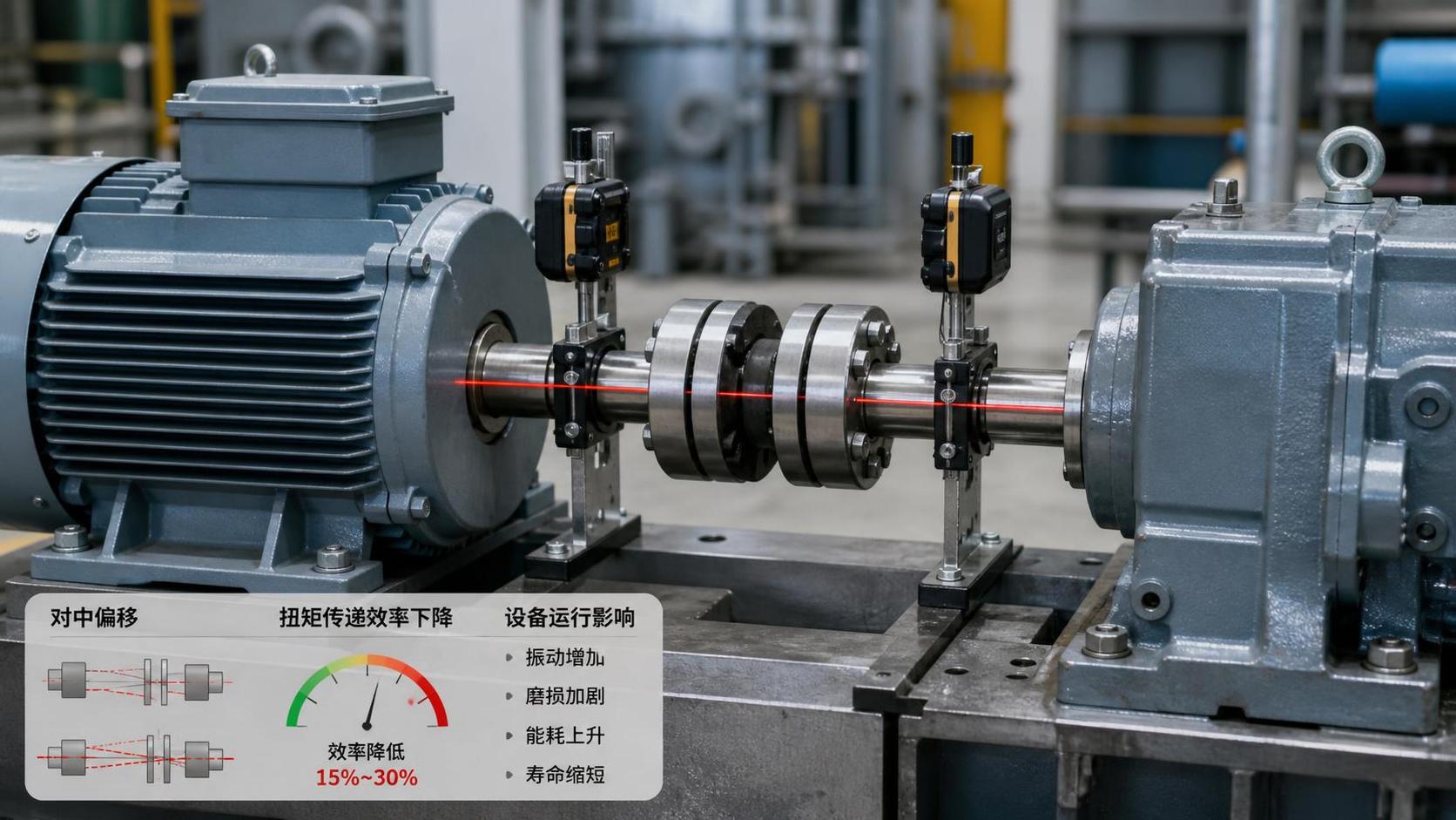 How shaft misalignment affects efficiency in power transmission systems
