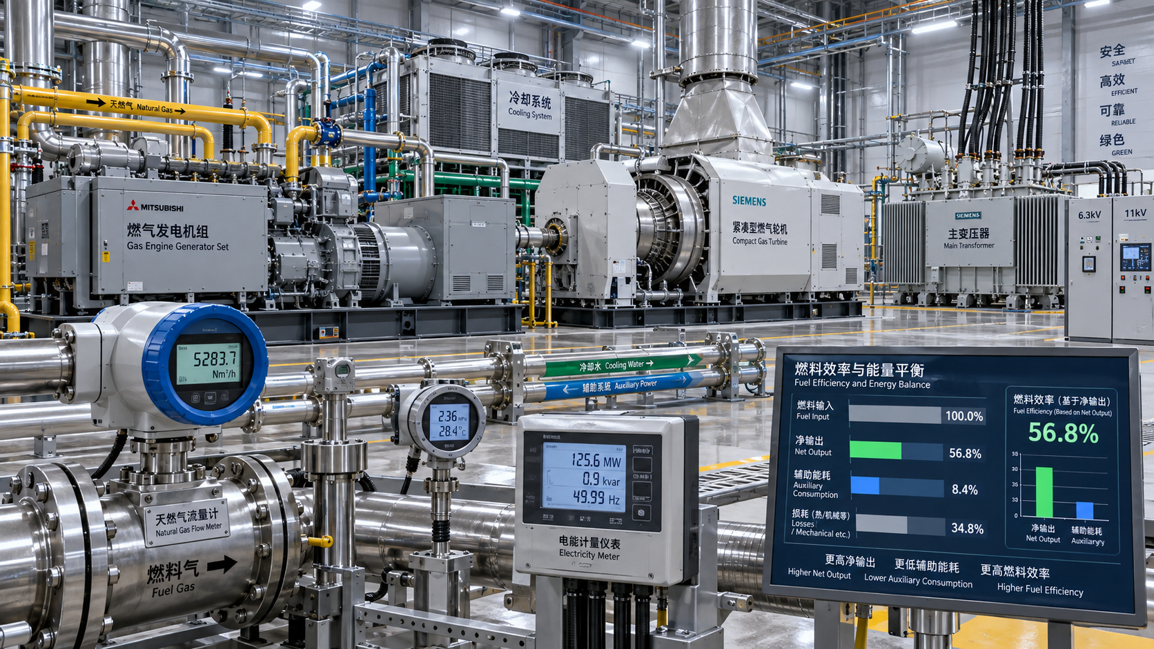 How do industrial power generation benchmarks compare fuel efficiency?
