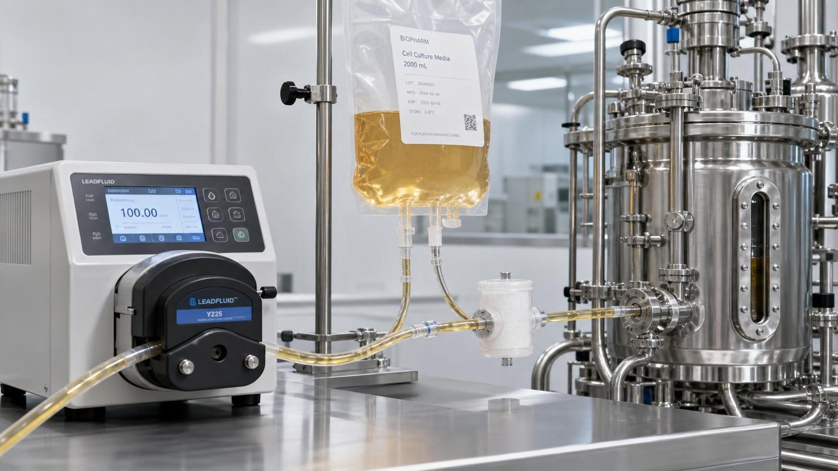 Peristaltic Pump Flow Rate Stability in Bioprocessing: Sources of Drift and Control