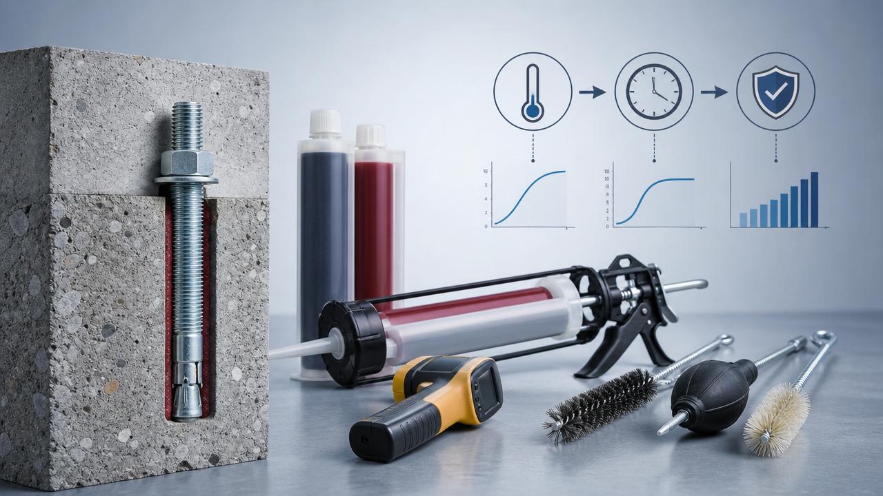 Chemical Anchor Curing Time Data for Safe Load Application