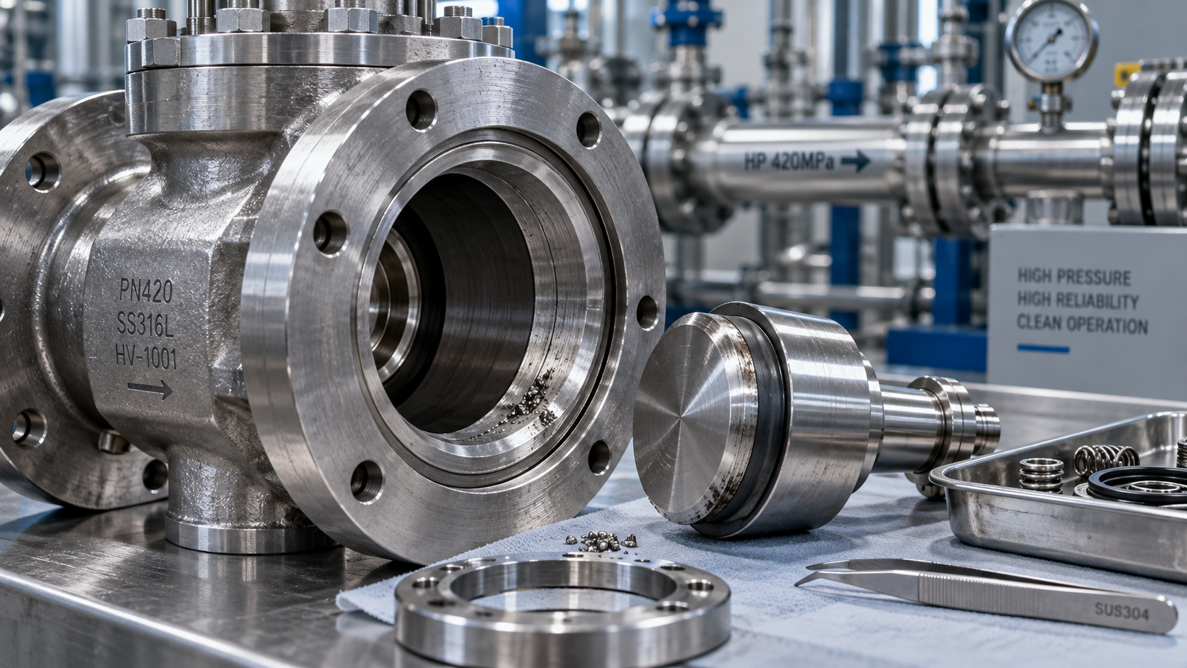 What causes seat leakage in ultra-high pressure control valves?
