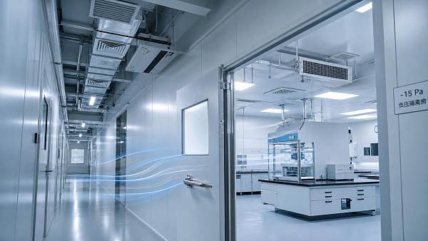 How does a negative pressure room system reduce contamination risk?