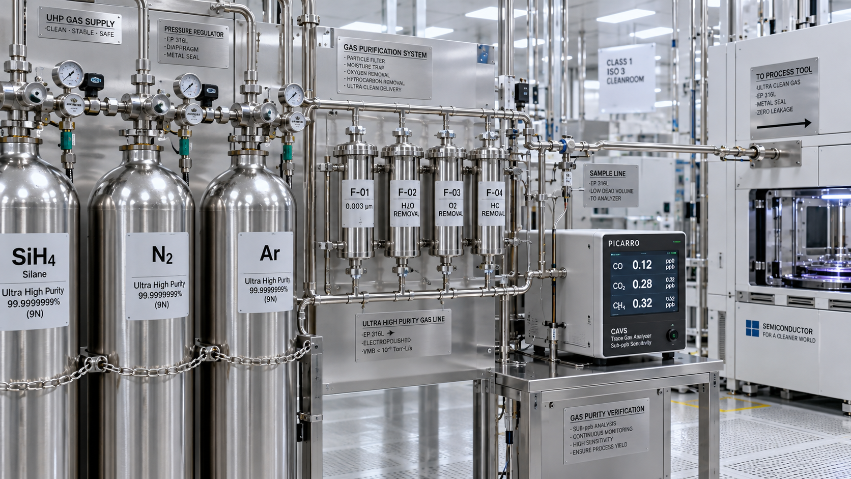 How to verify electronic gas purity for sub-ppb semiconductor processes
