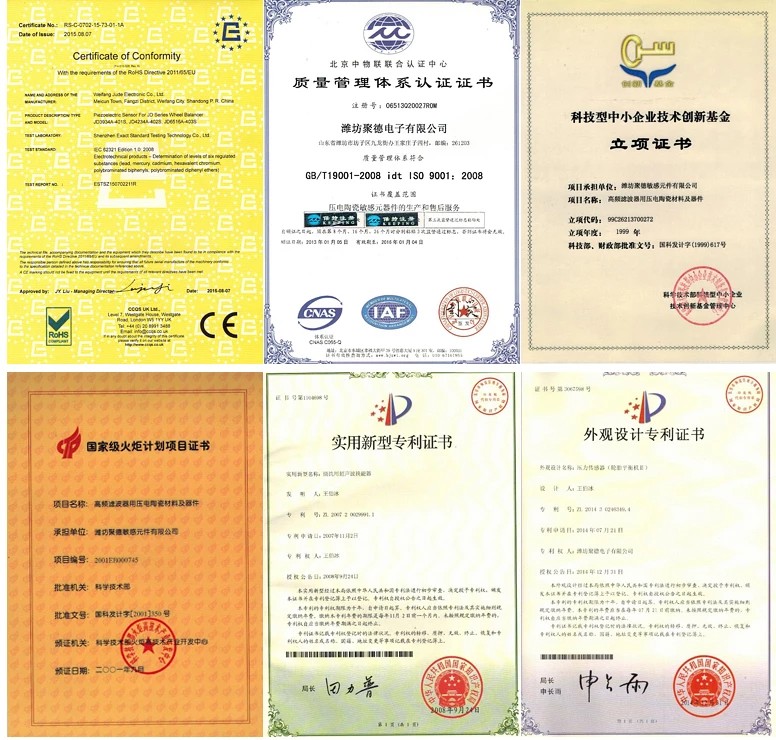 Jude's Certifications Piezoelectric Composite Material High Frequency Planar Array Transducer