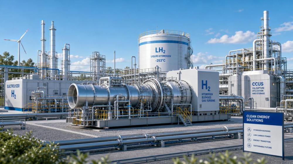 Carbon-Neutral Energy Transition and H2-Blending Turbines