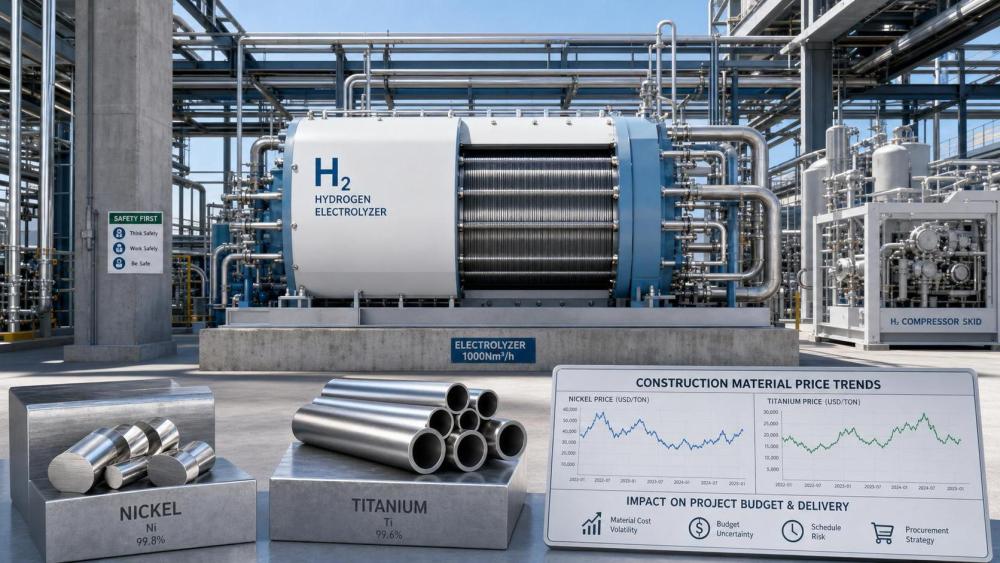 How Construction Material Prices Shift Electrolyzer Project Budgets