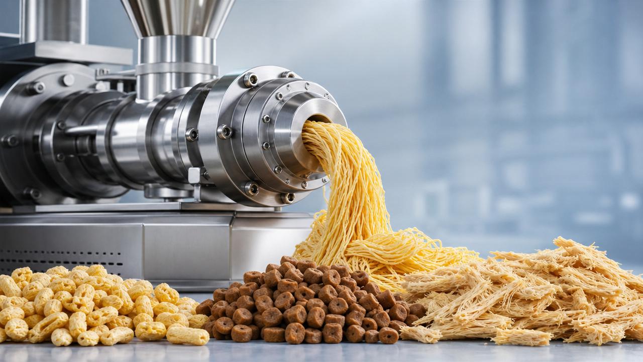 How does a twin screw food extruder affect texture?