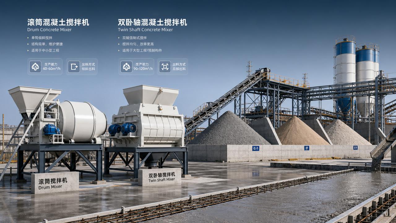 Concrete Mixers: Drum vs Twin-Shaft for Daily Site Output
