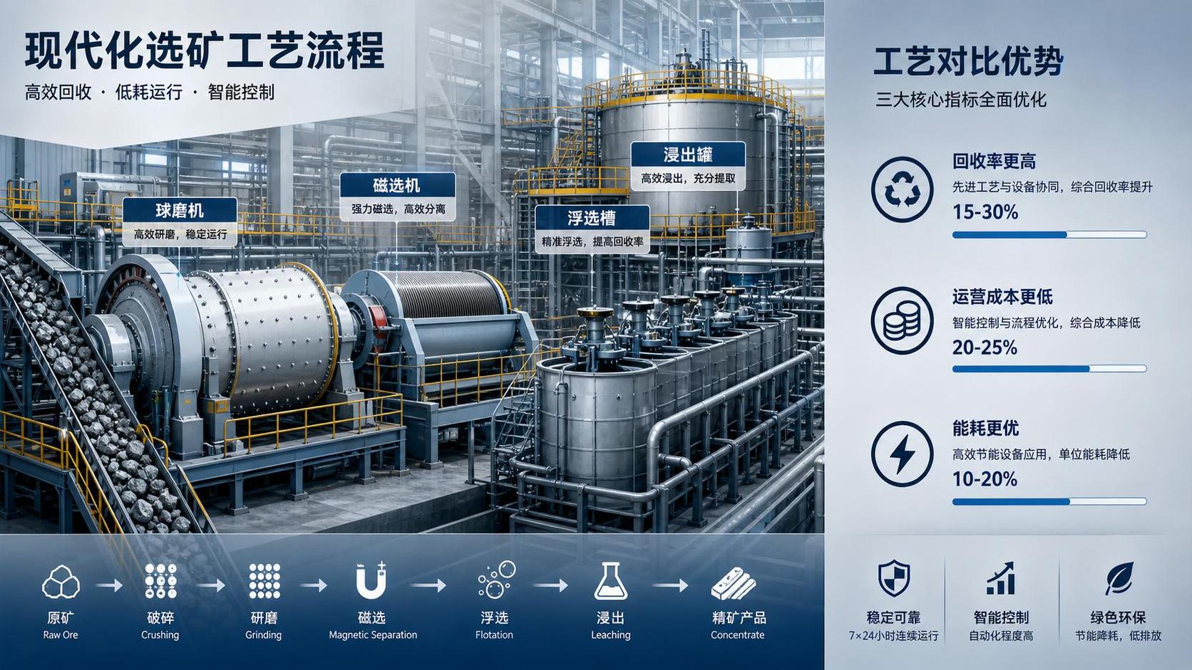 Mineral Processing Methods Compared for Recovery and Operating Cost