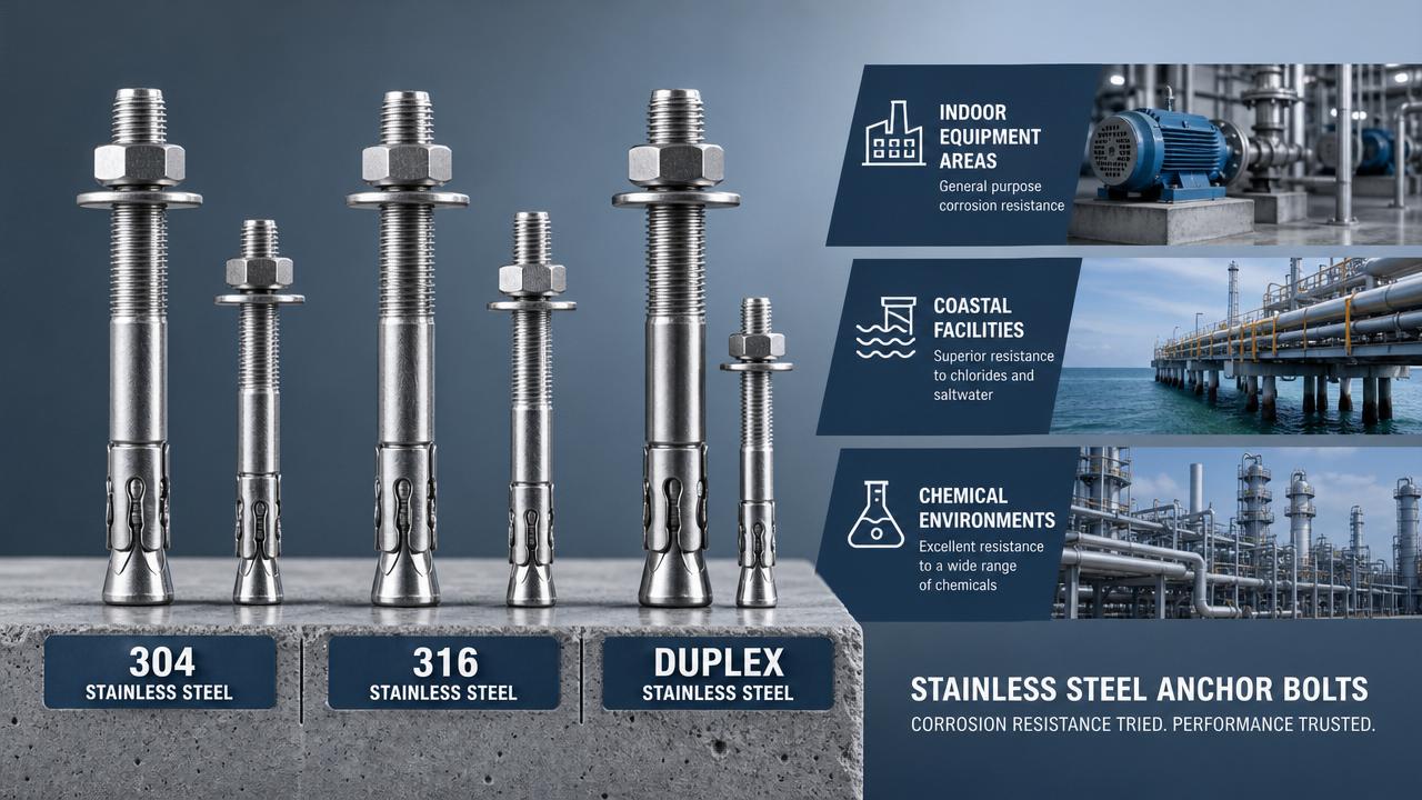Stainless Steel Anchors: Grades, Corrosion Resistance, and Best Use Cases