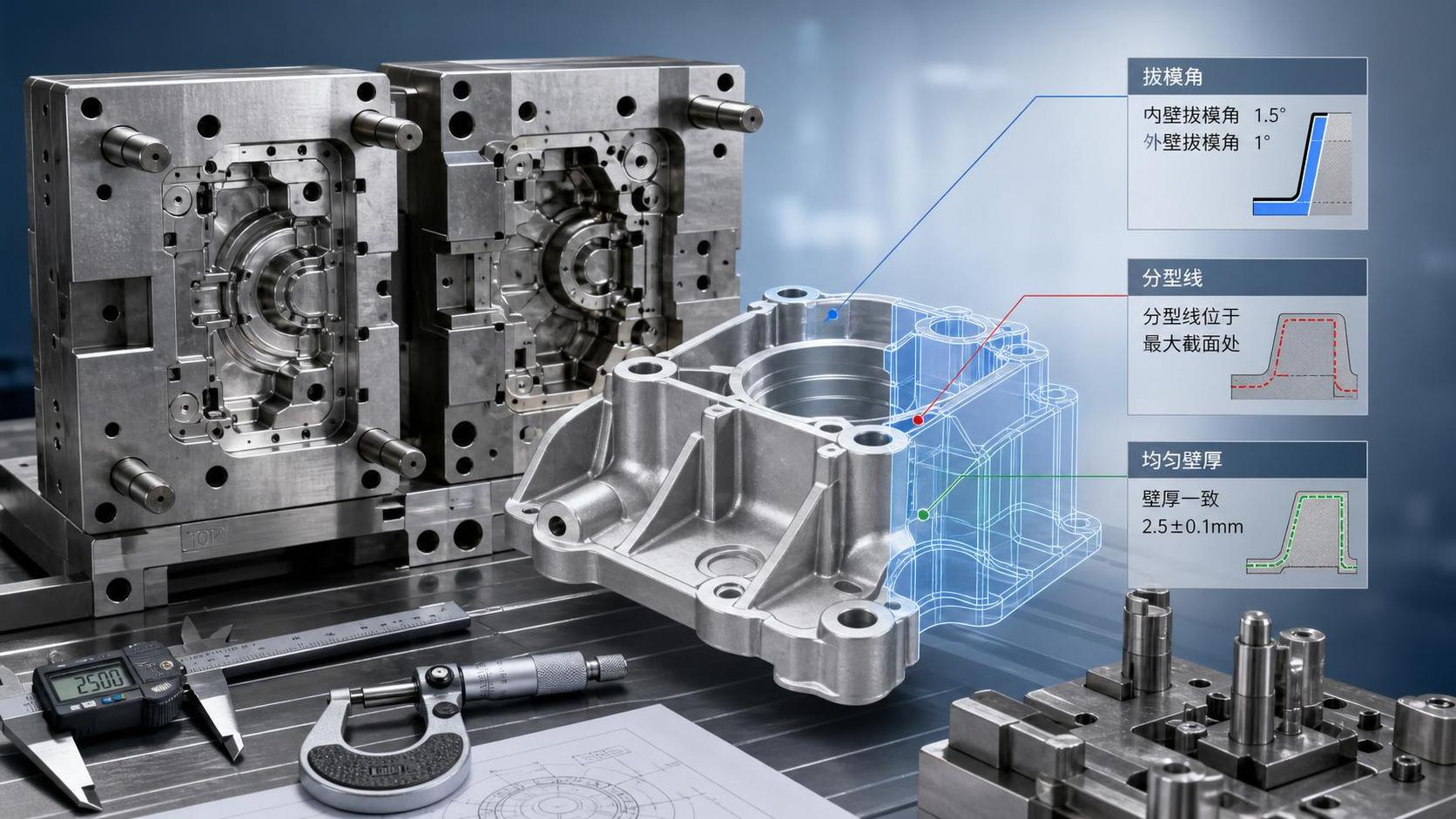 Mold Design for Die-Casting Explained: Draft Angles, Parting Lines, and Wall Thickness