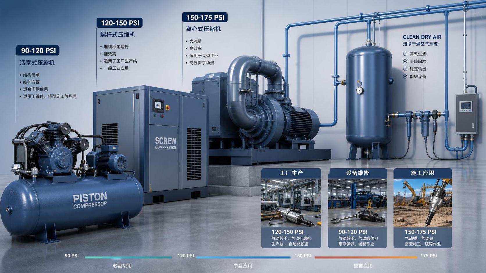 Air Compressors Explained: Types, Pressure Range, and Best Uses by Application