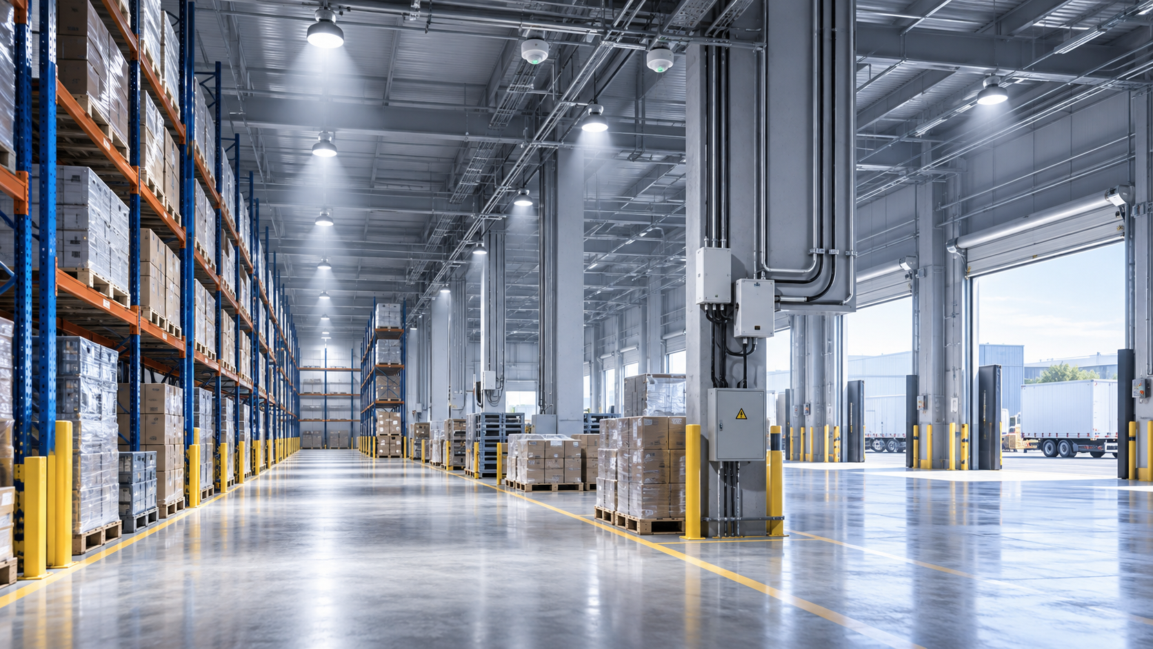 What drives factory lighting cost in a warehouse retrofit?