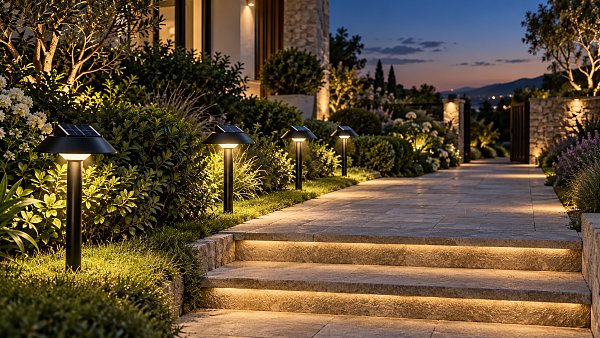 How many lumens do outdoor solar lights need for a safe walkway?