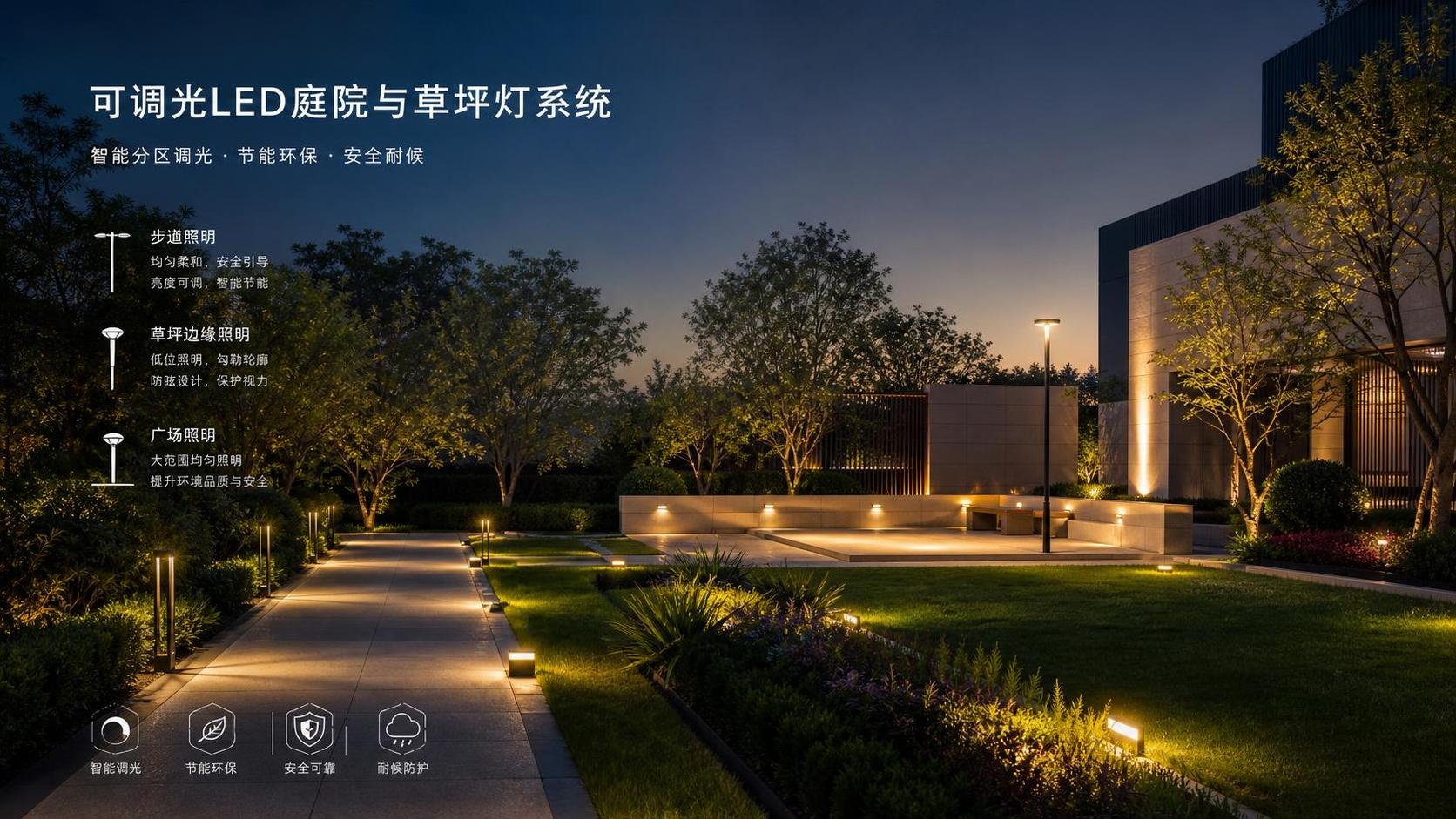 Comment choisir un système d’éclairage LED à intensité variable pour jardins&pelouses destiné aux zones extérieures mixtes