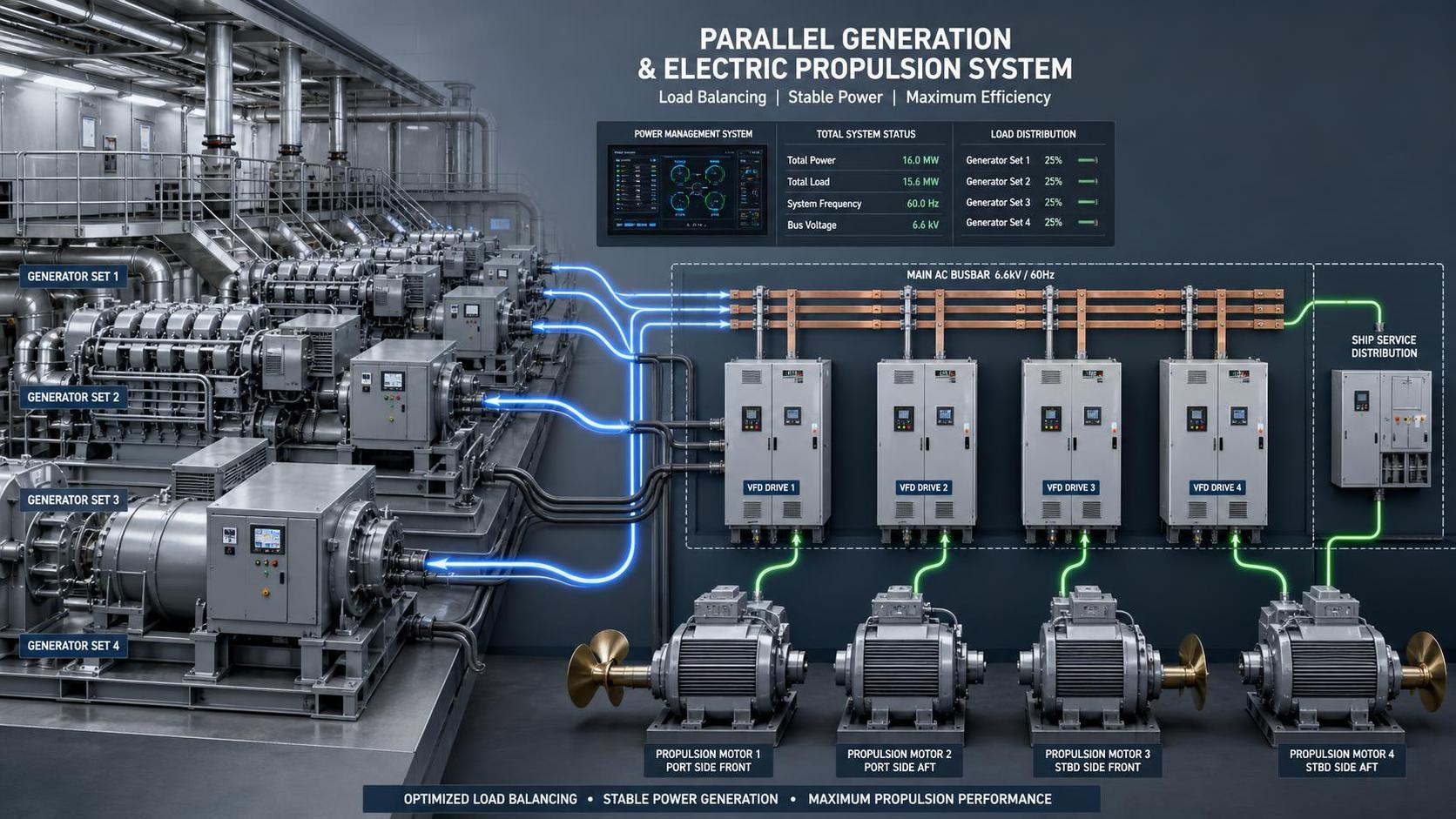 How Marine VFD Load Sharing Improves Generator Stability in Electric Propulsion Systems