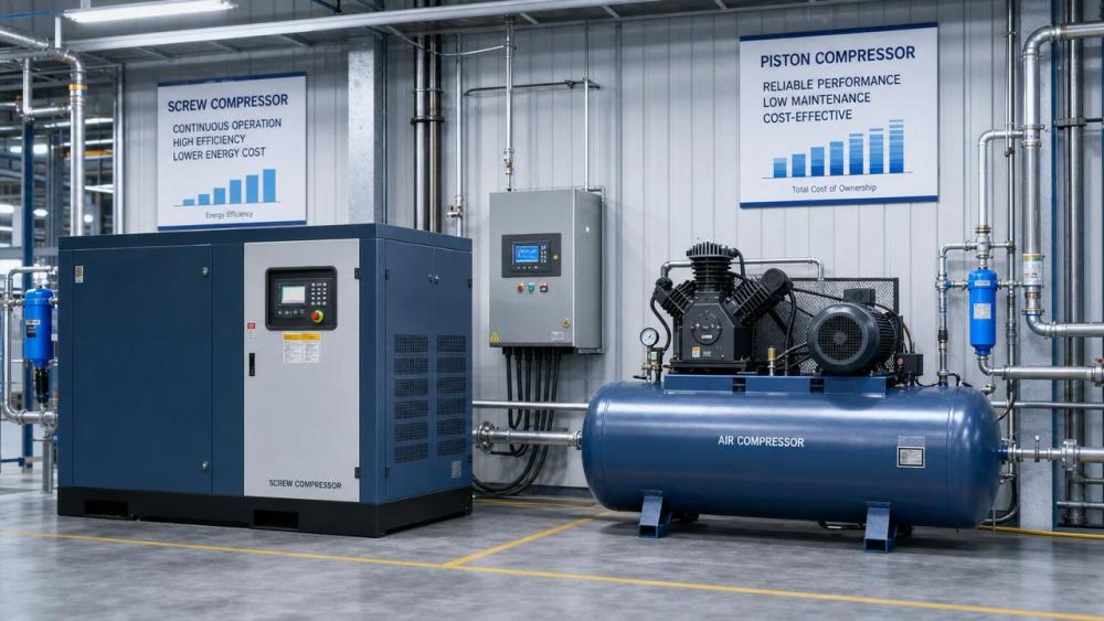 Air Compression Costs: Screw vs Piston Units in 2026 Air Compression Costs: Screw vs Piston Units in 2026