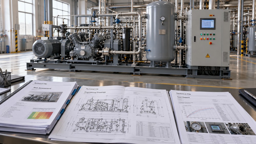 What documentation supports CE marking for industrial equipment? What documentation supports CE marking for industrial equipment?