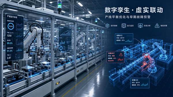 Digital Twins Simulation for Line Balancing and Early Fault Detection