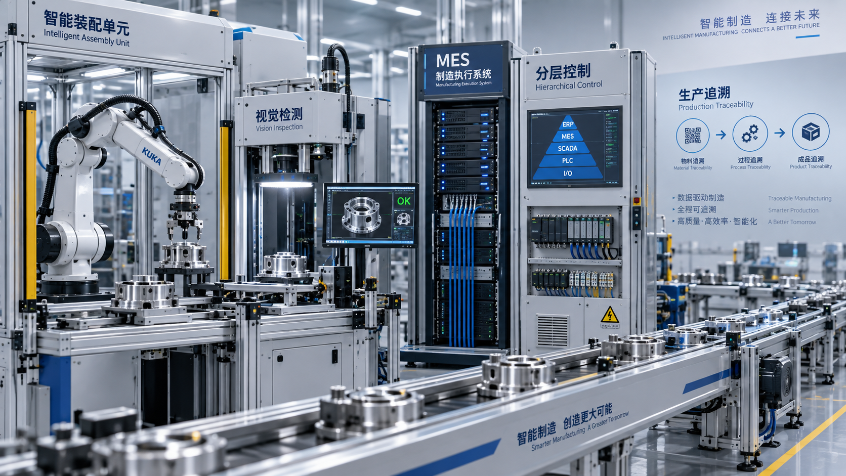 How does MES fit into a layered smart manufacturing architecture?