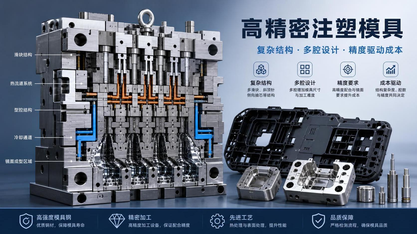 What drives injection molding mold cost up most?