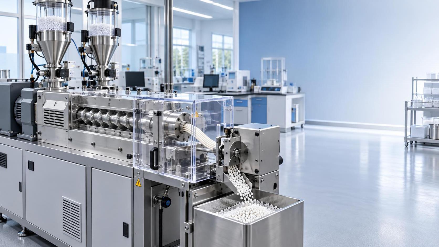 What throughput range should lab extrusion equipment deliver?