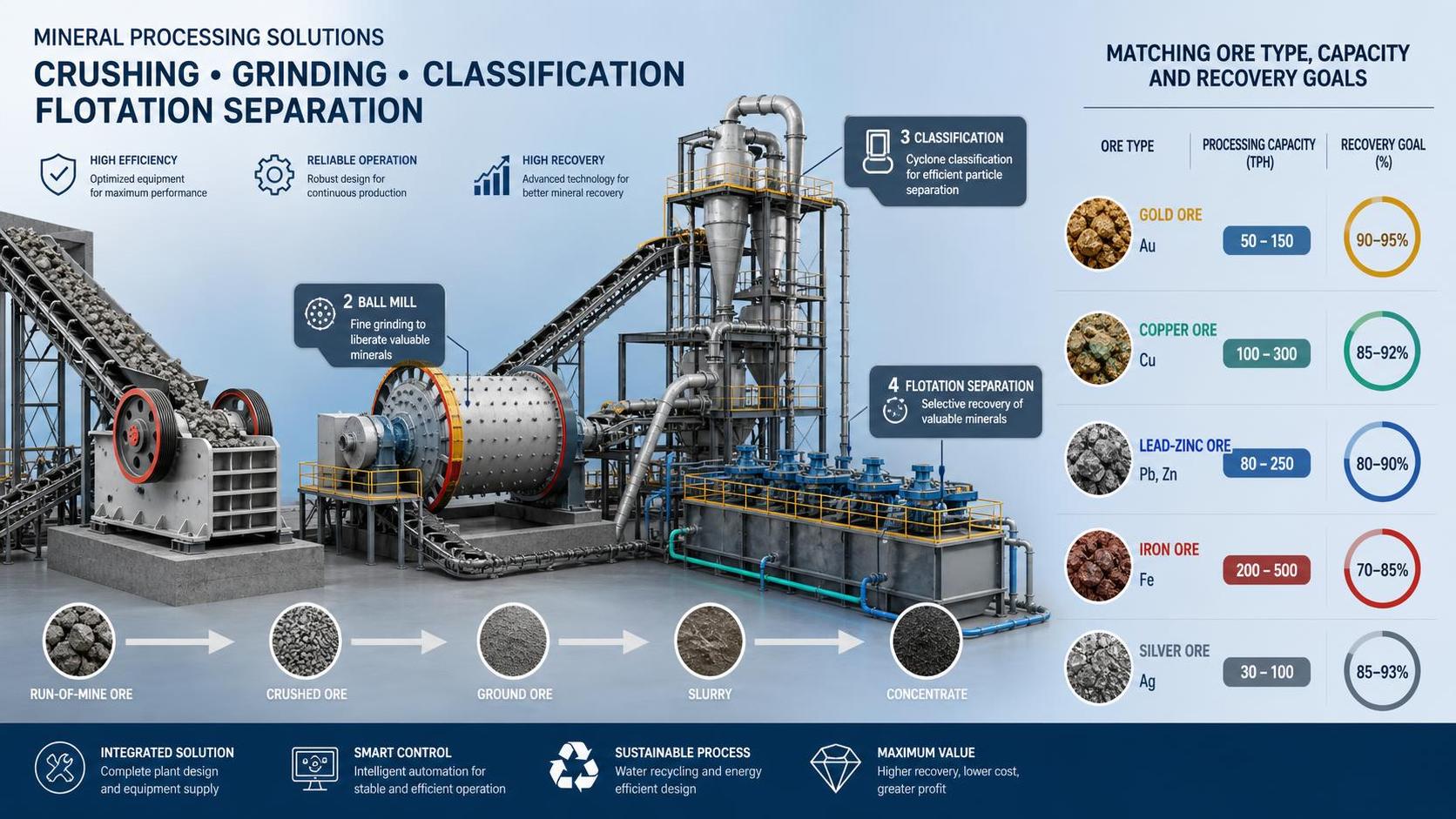 How to Choose Mineral Machinery for Ore Processing Based on Ore Type, Capacity, and Recovery Goals