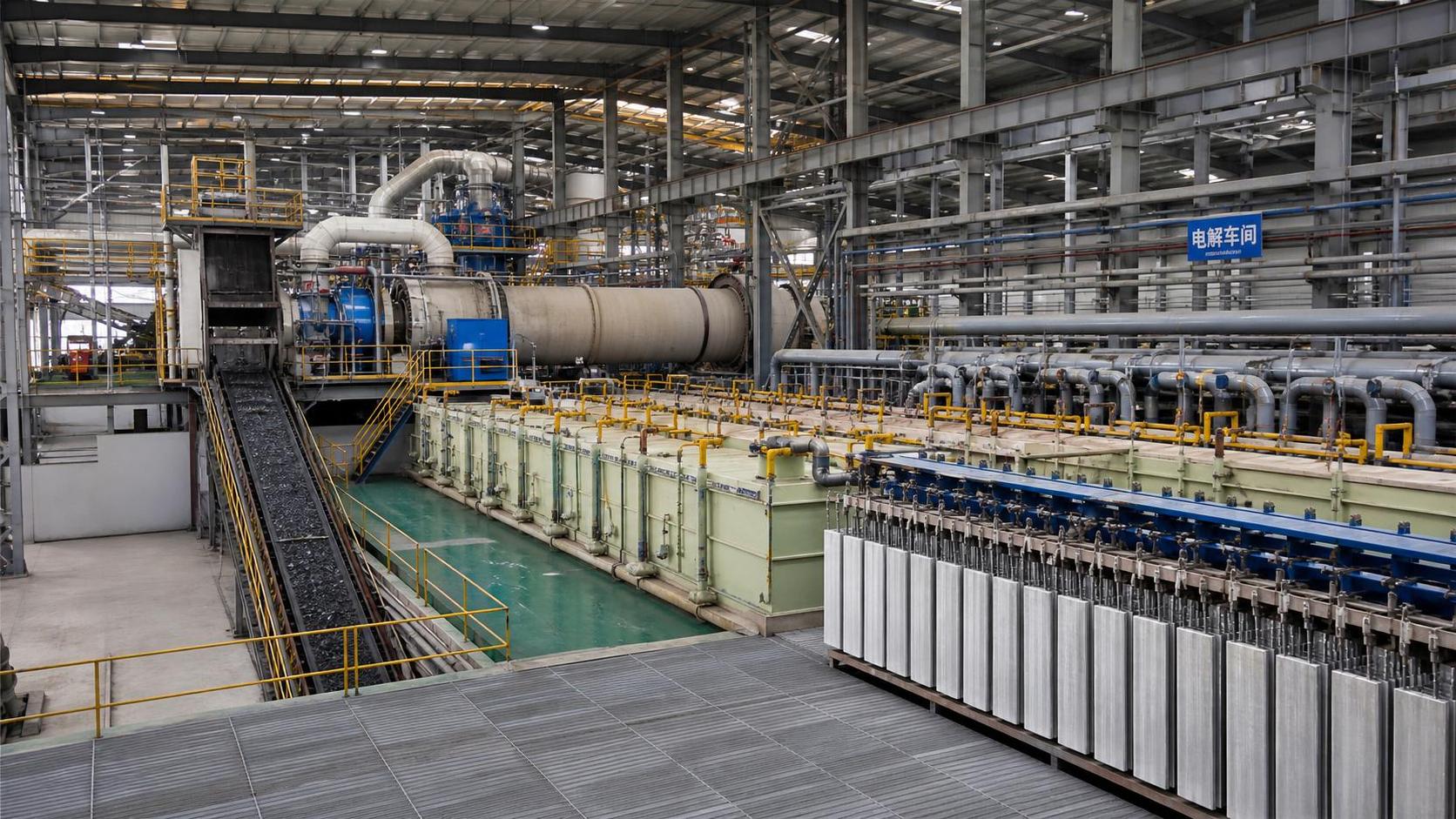 How is zinc produced from ore in a modern smelting process?