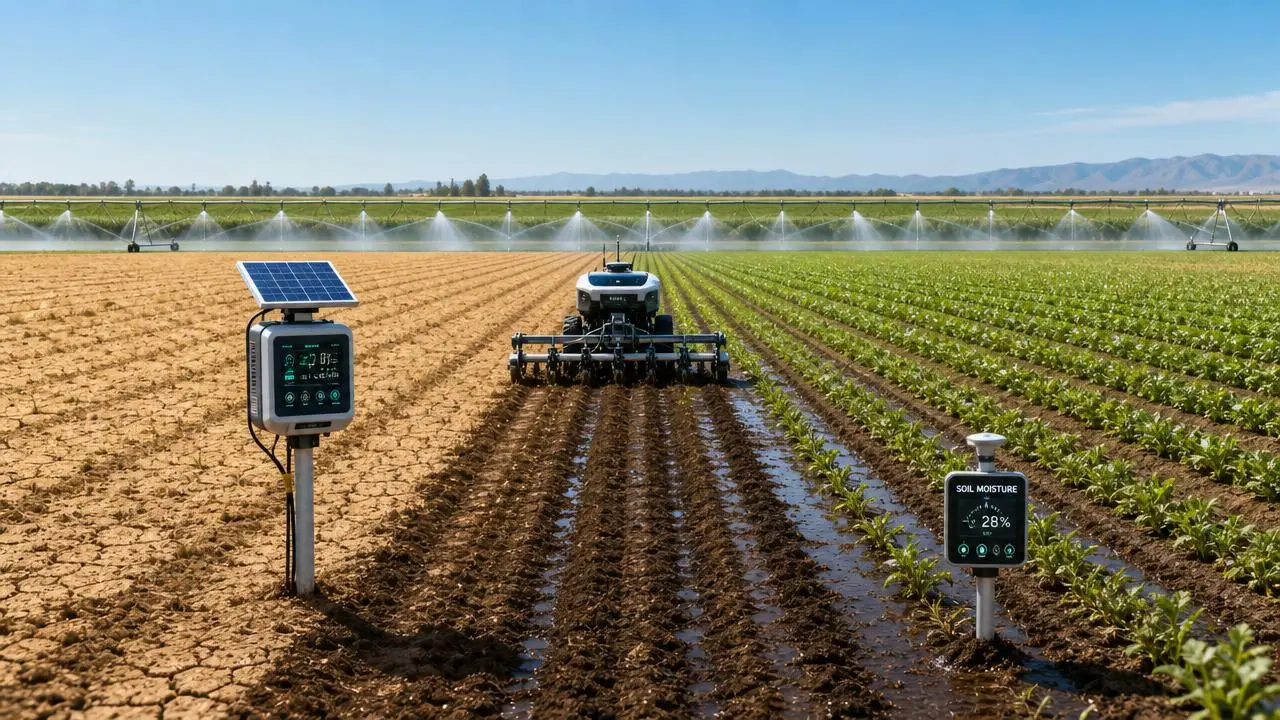 Precision agriculture technology for sustainable farming in dry years