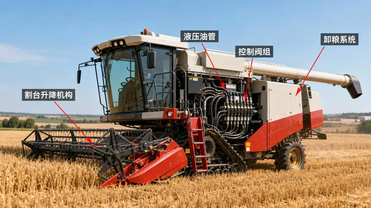 Hydraulic control system faults that slow combine harvesters