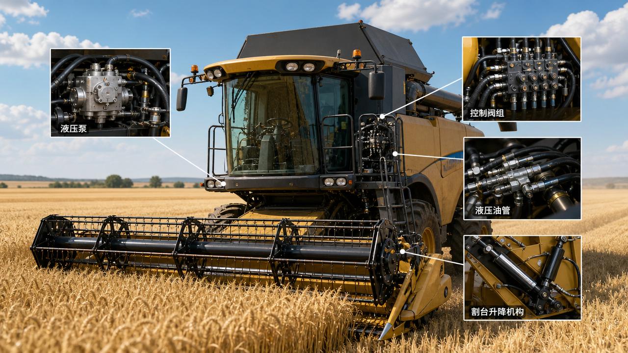 What causes failure in combine harvester hydraulic control?