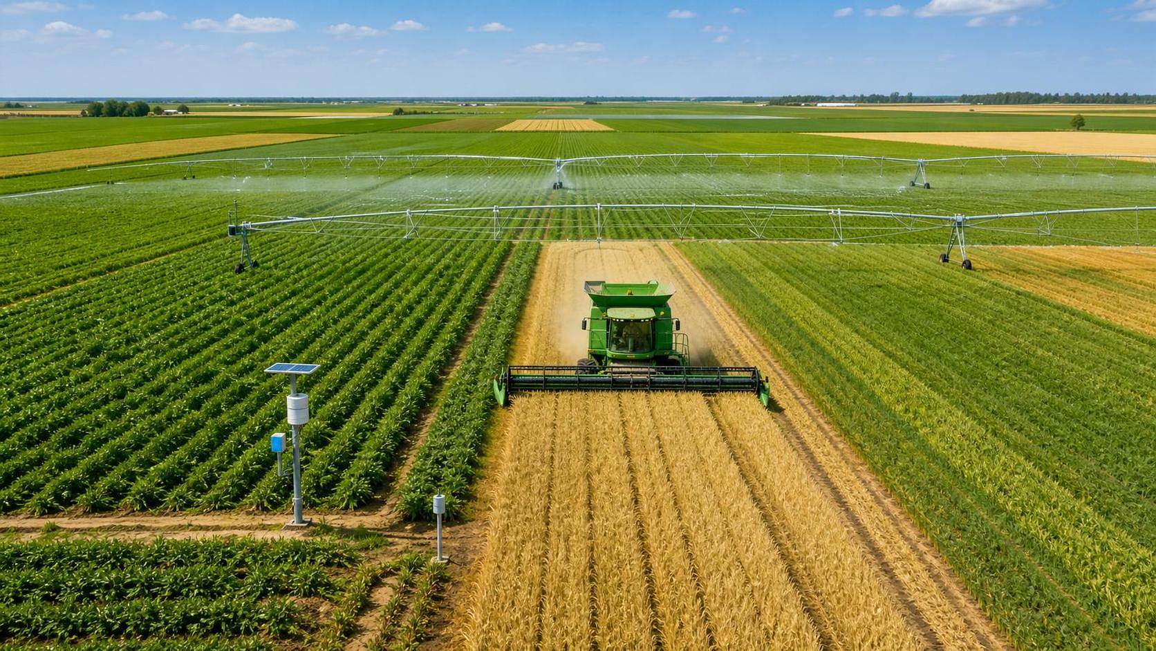 Climate-Smart Farming Strategies for Large Farms Facing Water Stress and Yield Volatility