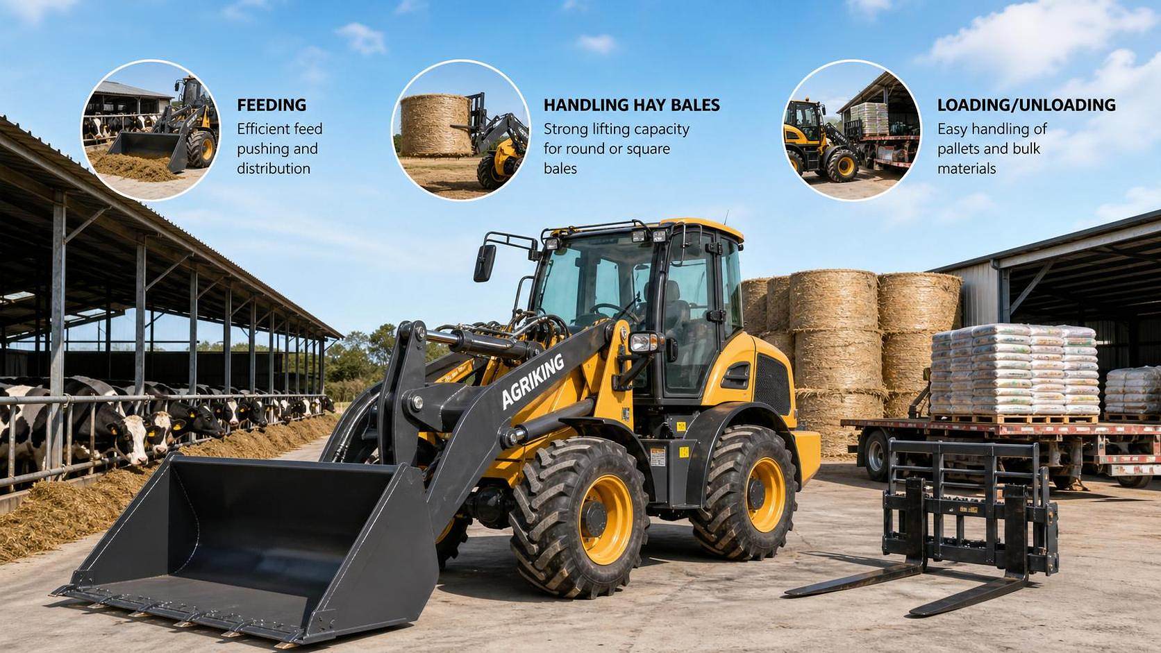 Farm Equipment Guide: How to Choose the Right Loader for Feeding, Lifting, and Yard Work Farm Equipment Guide: How to Choose the Right Loader for Feeding, Lifting, and Yard Work