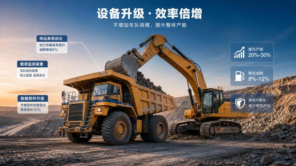 Mining equipment upgrades that improve output without adding fleet size