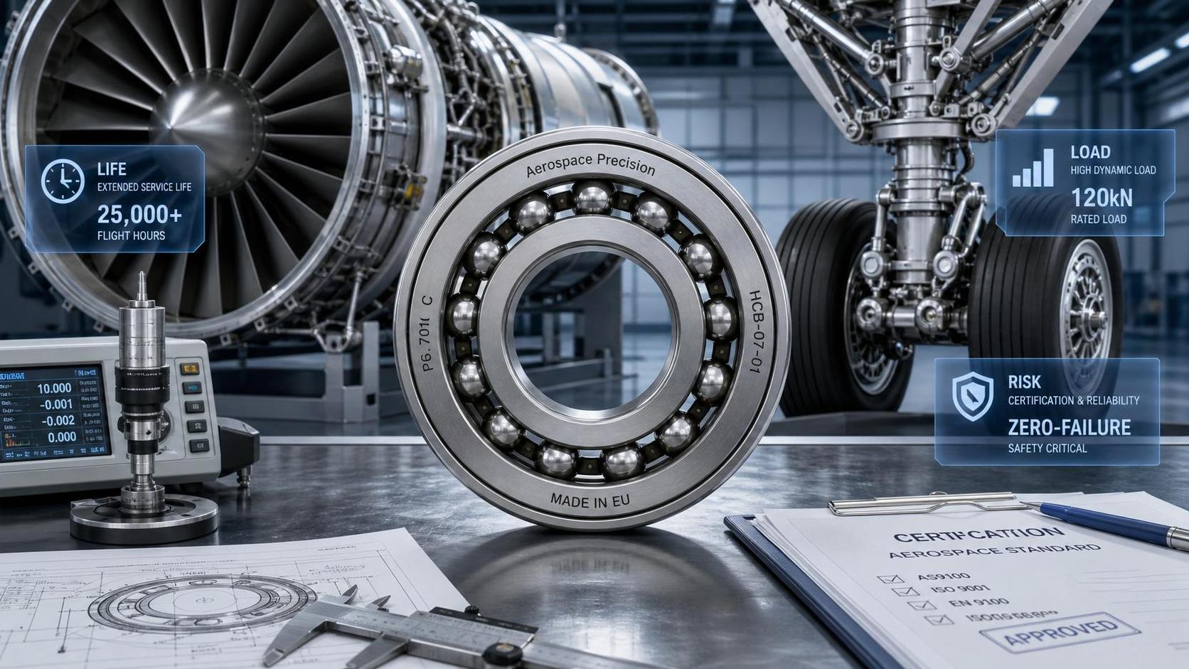 Aerospace Bearings: How to Compare Life, Load, and Certification Risk