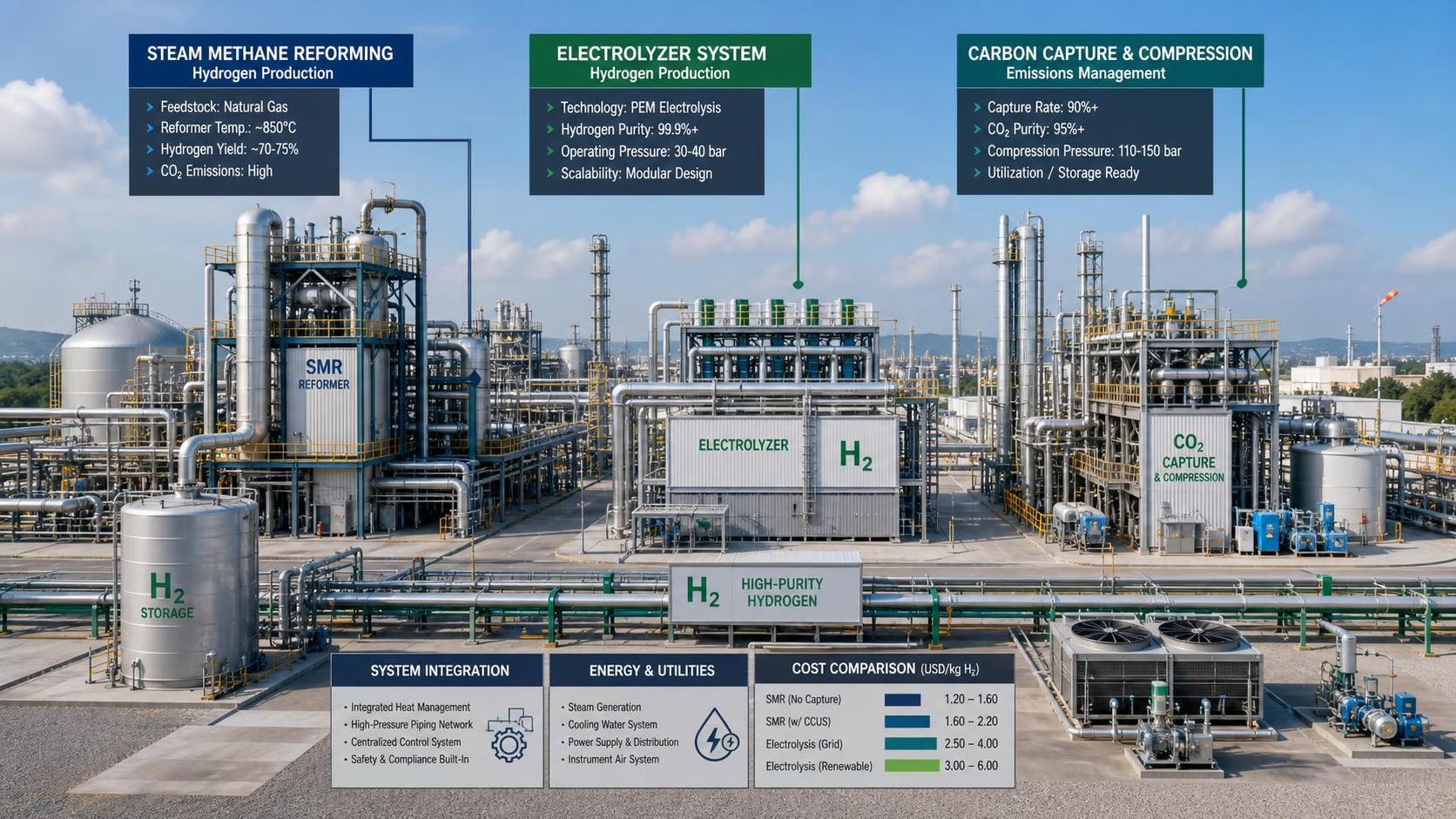 What Drives Hydrogen Production Cost Across SMR, Electrolysis, and CCS