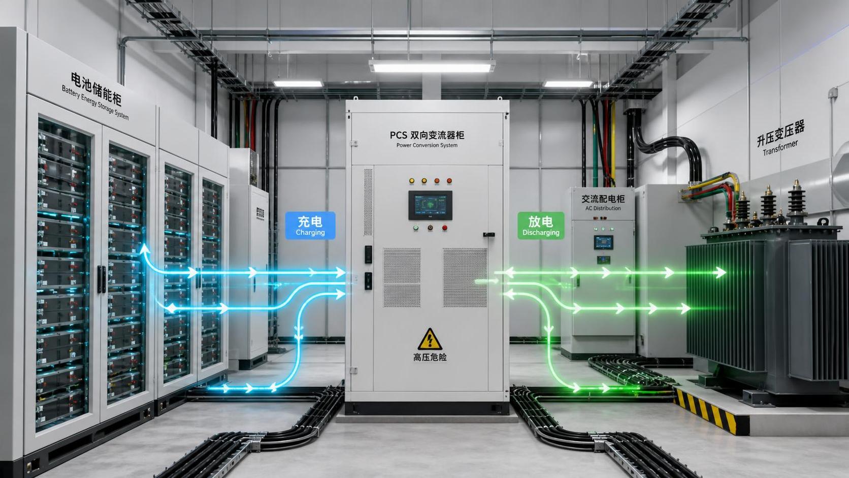 How do PCS inverters affect battery storage round-trip efficiency?