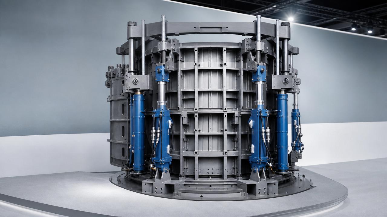 Zhite New Materials' Hydraulic Climbing Formwork for Gate Shafts Debuts at Linzhi Construction Expo