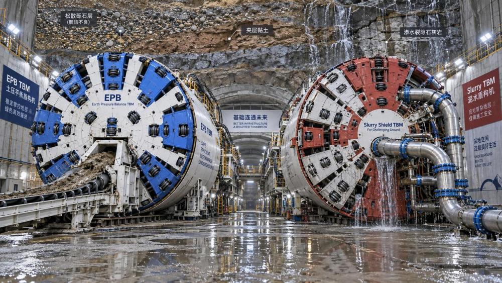What are the operational differences between EPB and slurry shield TBMs in high-water-pressure, mixed-face ground conditions? What are the operational differences between EPB and slurry shield TBMs in high-water-pressure, mixed-face ground conditions?