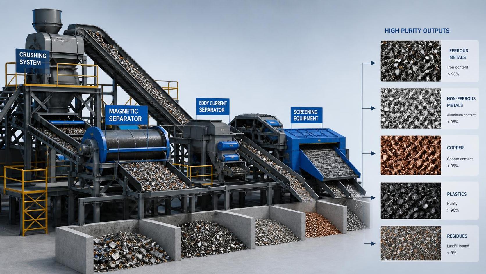 When does mechanical separation improve recovery in urban mining systems