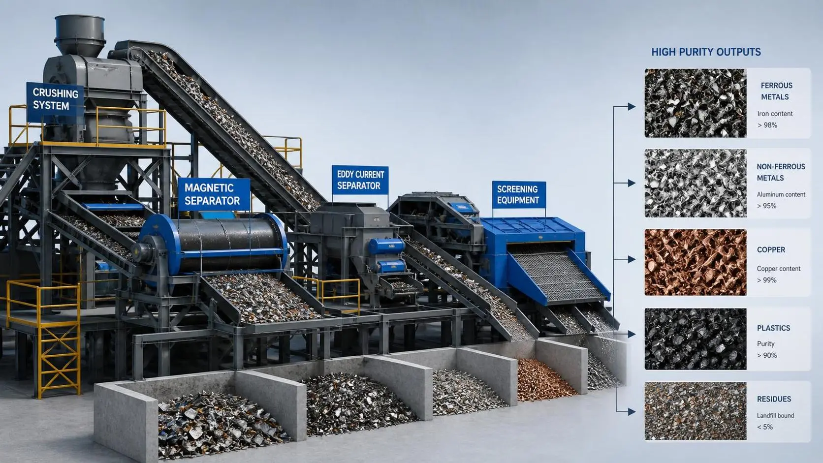 When does mechanical separation improve recovery in urban mining systems