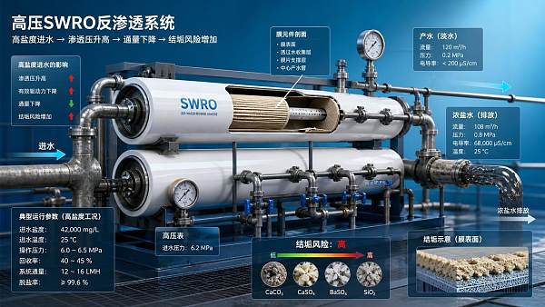 What affects SWRO membrane performance most in high-salinity feed water