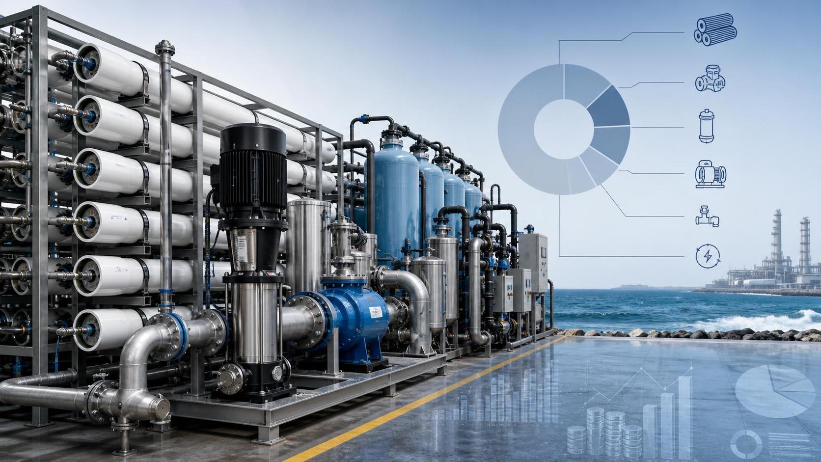 What drives seawater reverse osmosis system price in large desalination projects